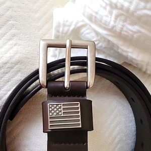 Men's Leather Belt & U.S. Flag Design - Size 52